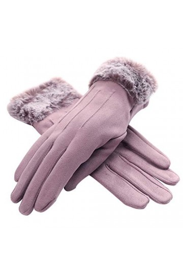 CAILIN Gants Gants Hiver Dames Artificial Suede Gants écran Tactile Doigts à Cinq Doigts Gants de Doublure en Peluche Gants e