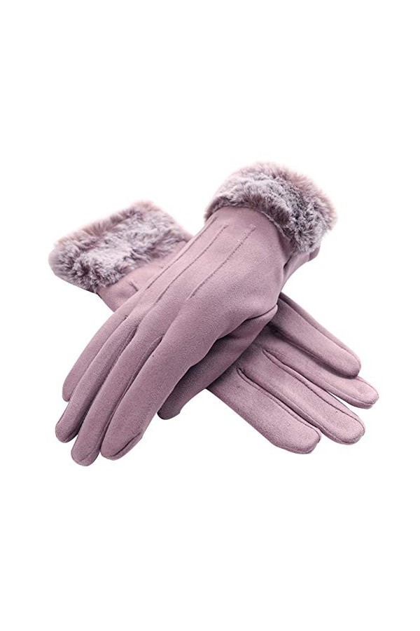 CAILIN Gants Gants Hiver Dames Artificial Suede Gants écran Tactile Doigts à Cinq Doigts Gants de Doublure en Peluche Gants e