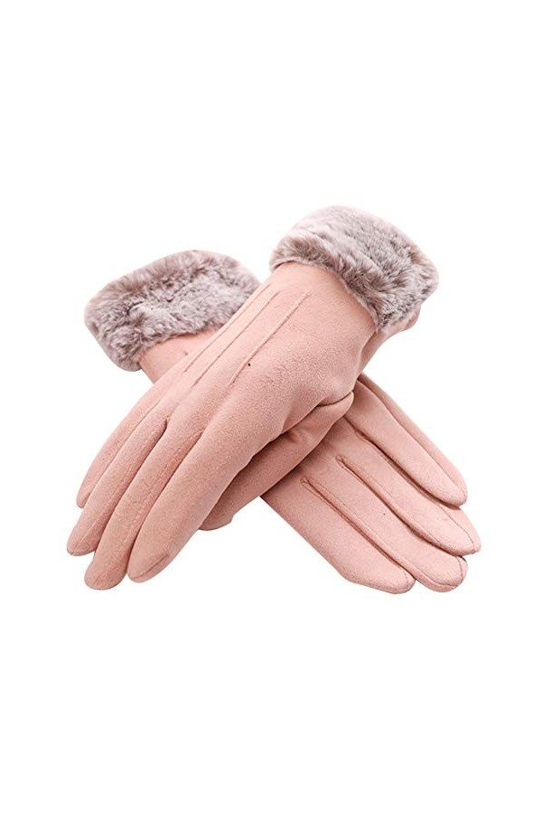 CAILIN Gants Gants Hiver Dames Artificial Suede Gants écran Tactile Doigts à Cinq Doigts Gants de Doublure en Peluche Gants e