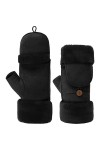 Lipodo Mitaines avec Capuche Femme - doublure, doublure automne-hiver - M noir