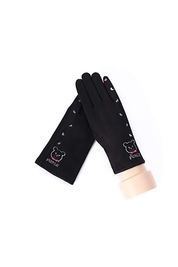 HSJM Gants Mesdames Hiver Moufles Mignon Gants Décran Cartoon Tactiles Hiver Plus Suede Cyclisme Conduite Gants Color : Gre