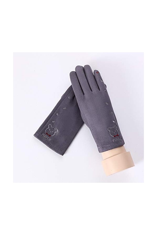 HSJM Gants Mesdames Hiver Moufles Mignon Gants Décran Cartoon Tactiles Hiver Plus Suede Cyclisme Conduite Gants Color : Gre