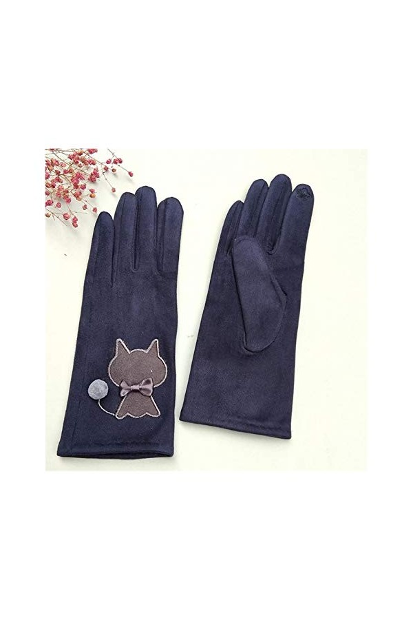 HSJM Gants Mesdames Hiver Moufles Mignon Gants Décran Cartoon Tactiles Hiver Plus Suede Cyclisme Conduite Gants Color : Gre