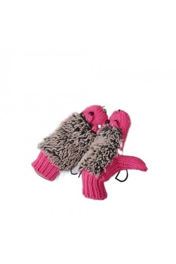 Gants Femme， Nouveauté belle bande dessinée gants dhiver for femmes tricoter des gants chauds hérisson chauffé villus poigne