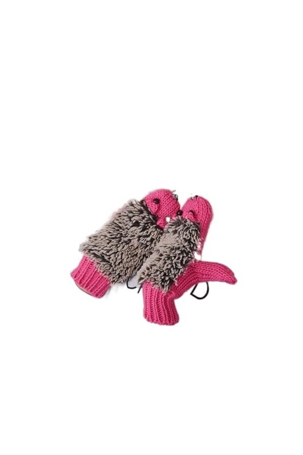 Gants Femme， Nouveauté belle bande dessinée gants dhiver for femmes tricoter des gants chauds hérisson chauffé villus poigne