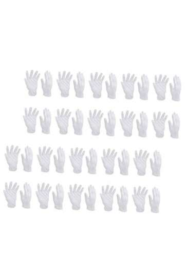 minkissy Lot de 48 paires de gants en coton blanc hydratants, gants chauds, gants de travail, gants de toucher bijoux, gants 