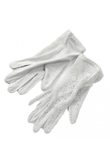 Dndrdhfb Moufles courtes dété pour femme avec dentelle et soie naturelle, gris, taille unique