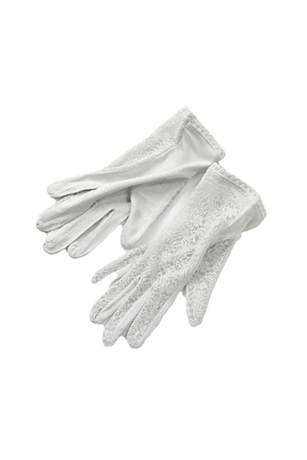 Dndrdhfb Moufles courtes dété pour femme avec dentelle et soie naturelle, gris, taille unique