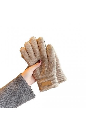 BLAIS Gants tricotés en coton pour femme, gants dhiver en laine épaissie, gants écran femme résistant au froid, a, taille un