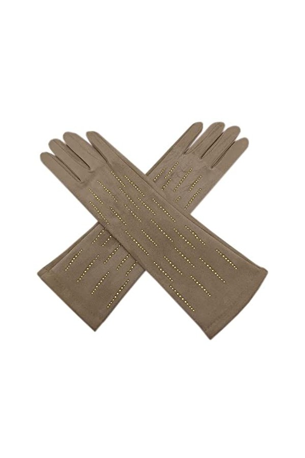 Gant Femme Gants Hiver Dames Gants En Daim Long 35Cm Écran Tactile En Daim Marron 1 Taille Unique