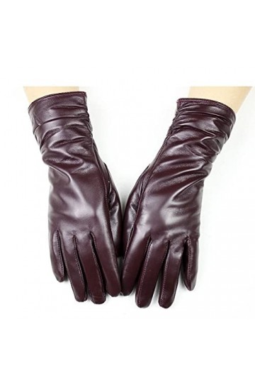BJQZX Gants dhiver Gants en Cuir en Peau de Mouton Mode Femme Doublure de Velours de Style élastique for Rester au Chaud en 
