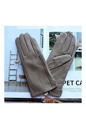 BJQZX Gants dhiver Gants en Cuir de Couleur Mode Femme Doublure Velours Moto en Plein air Riding Automne et Hiver Chaleureus
