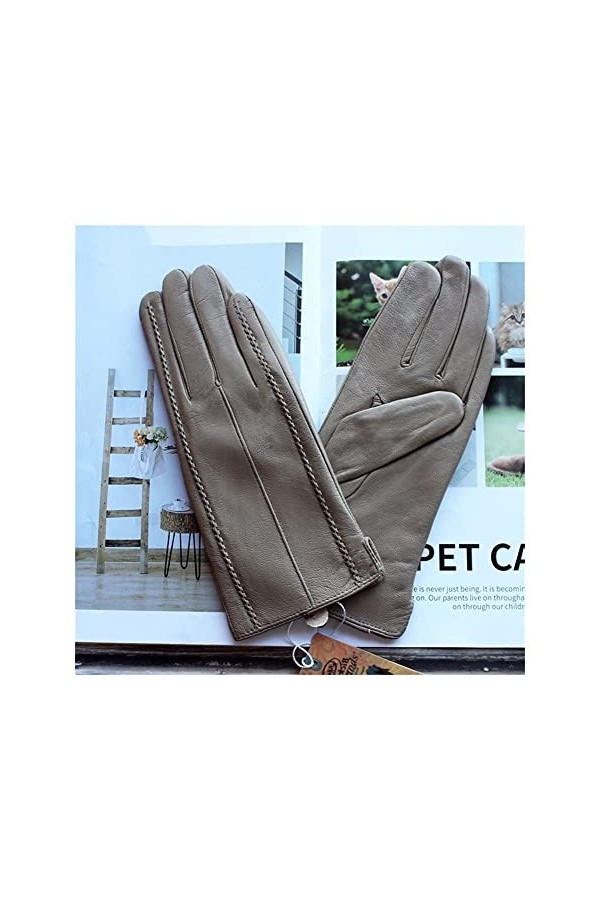 BJQZX Gants dhiver Gants en Cuir de Couleur Mode Femme Doublure Velours Moto en Plein air Riding Automne et Hiver Chaleureus