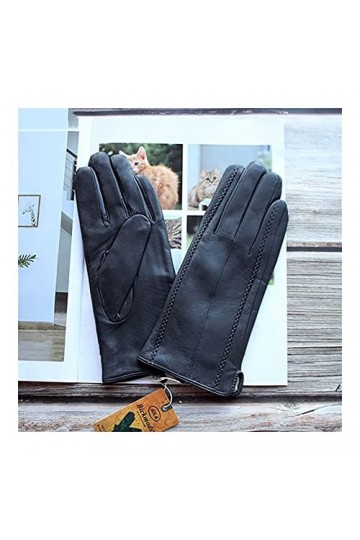 BJQZX Gants dhiver Gants en Cuir de Couleur Mode Femme Doublure Velours Moto en Plein air Riding Automne et Hiver Chaleureus