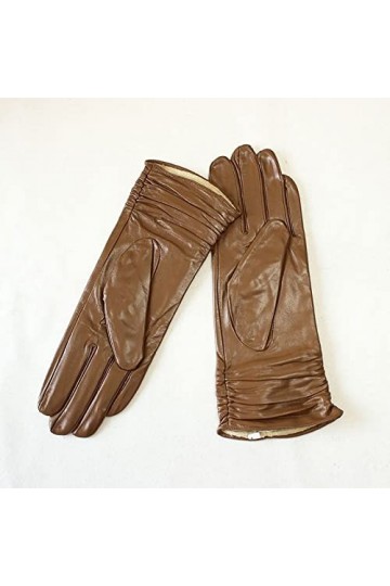 BJQZX Gants dhiver Gants en Cuir en Peau de Mouton Mode Femme Doublure de Velours de Style élastique for Rester au Chaud en 