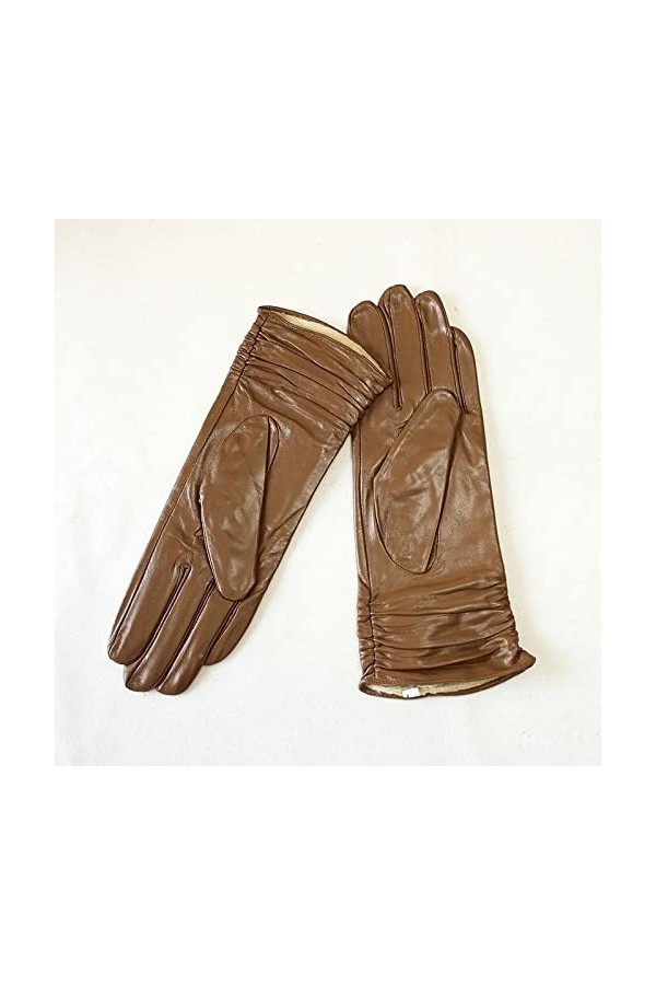 BJQZX Gants dhiver Gants en Cuir en Peau de Mouton Mode Femme Doublure de Velours de Style élastique for Rester au Chaud en 