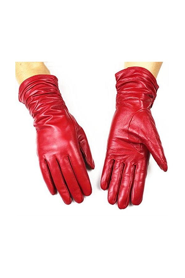 BJQZX Gants dhiver Gants en Cuir en Peau de Mouton Mode Femme Doublure de Velours de Style élastique for Rester au Chaud en 