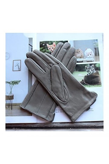 BJQZX Gants dhiver Gants en Cuir de Couleur Mode Femme Doublure Velours Moto en Plein air Riding Automne et Hiver Chaleureus