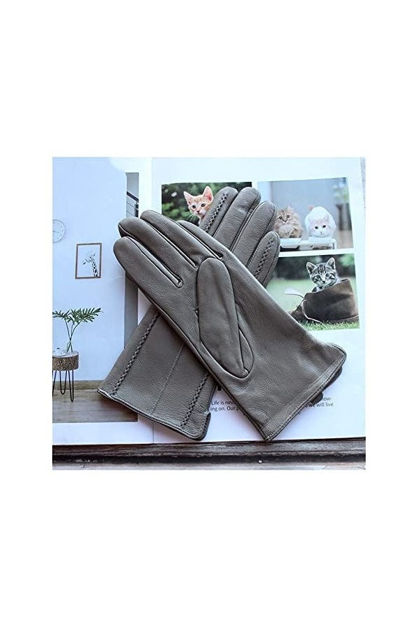 BJQZX Gants dhiver Gants en Cuir de Couleur Mode Femme Doublure Velours Moto en Plein air Riding Automne et Hiver Chaleureus
