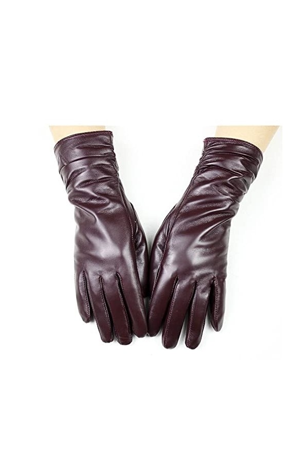 BJQZX Gants dhiver Gants en Cuir en Peau de Mouton Mode Femme Doublure de Velours de Style élastique for Rester au Chaud en 