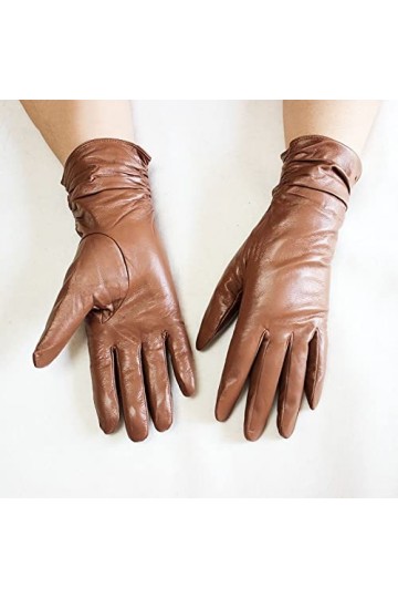 BJQZX Gants dhiver Gants en Cuir en Peau de Mouton Mode Femme Doublure de Velours de Style élastique for Rester au Chaud en 
