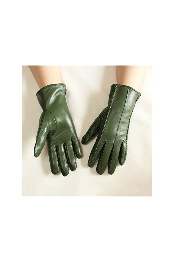 BJQZX Gants dhiver Gants en Cuir de Couleur Mode Femme Doublure Velours Moto en Plein air Riding Automne et Hiver Chaleureus