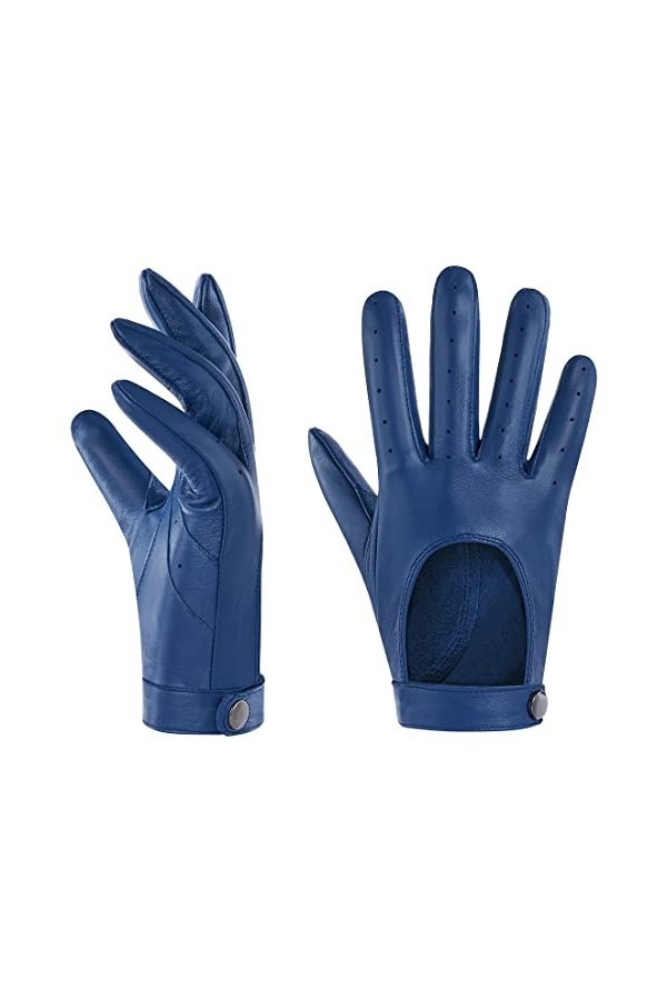 Harssidanzar Gants de conduite pour femme,gants en cuir pour robe en peau de mouton fine non doublés KL021,Rouge,Taille XL