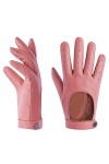 Harssidanzar Gants de conduite pour femme,gants en cuir pour robe en peau de mouton fine non doublés KL021,Rouge,Taille XL