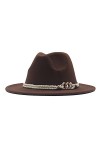 WWricotta Chapeau Fedora Classic Wide Belt Floppy Laine Femmes Chapeau Panama Buckle Casquettes de Baseball Compatible with M