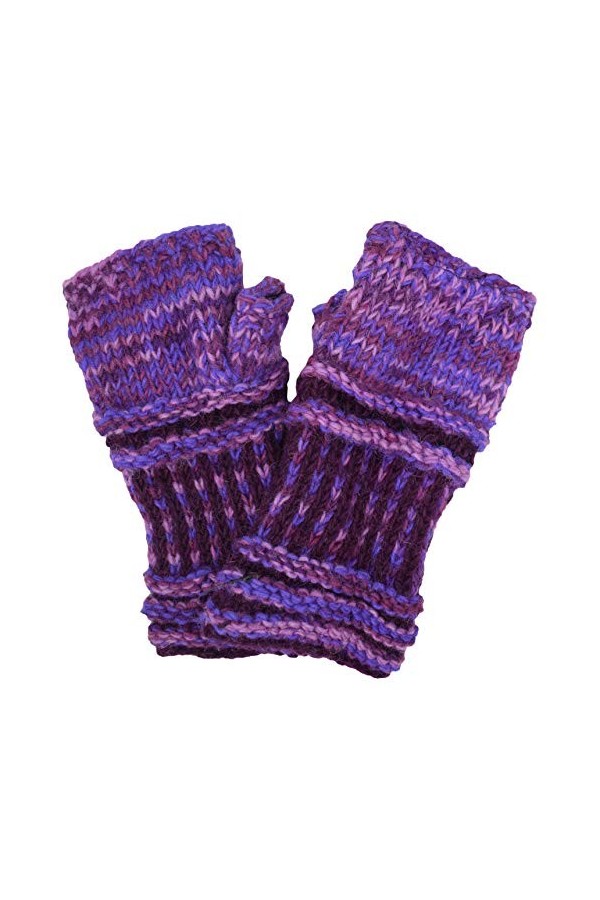 Gheri Mitaines chaudes en laine tricotées à la main avec doublure en polaire multicolore, p, taille unique