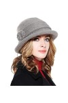 Yutdeng Casquette à Bord pour Femme Bobs Tricoté Élégant Bonnet à Visière Chapeau en Doublure Polaire Beanie Plus Chaud Franç