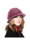 Yutdeng Casquette à Bord pour Femme Bobs Tricoté Élégant Bonnet à Visière Chapeau en Doublure Polaire Beanie Plus Chaud Franç