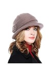 Yutdeng Casquette à Bord pour Femme Bobs Tricoté Élégant Bonnet à Visière Chapeau en Doublure Polaire Beanie Plus Chaud Franç