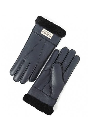 YISEVEN Hiver Femmes Gants en Cuir Peau de Mouton Moelleux Poignet en Sherpa Fourrure de Laine Doublé Chauffé Pour lHiver Co