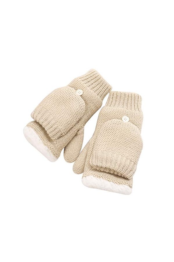 CAILIN Gants Gants Hiver Bonneterie Fingerless Gants Chauds et Confortables, Open Top Gants Tricotés Flip Gants et moufles C