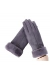 ERICAT Gants dhiver for femmes, écran chaud, gants en fourrure for femmes, mitaines à doigts complets, gants de conduite cou
