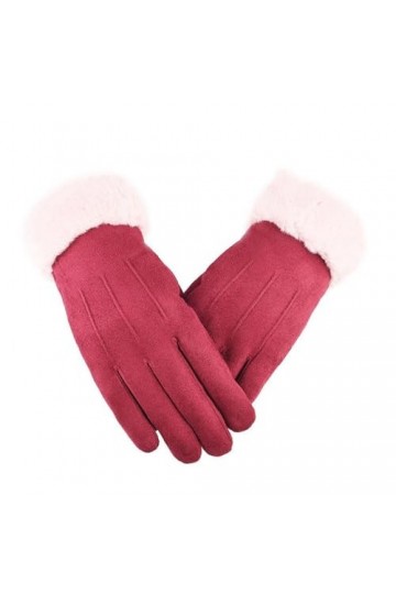 ERICAT Gants dhiver for femmes, écran chaud, gants en fourrure for femmes, mitaines à doigts complets, gants de conduite cou