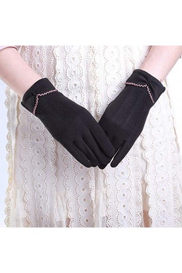 RFEGEF Femme Gants dhiver,Gants À Écran Tactile Noir Gants en Perles Élastiques Confortables pour Dames Doux Coupe-Vent Élég