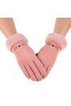 RFEGEF Femme Gants dhiver,Gants À Écran Tactile Moustaches De Chat Rose Broderie Gants Élastiques Confortables Dames Doux Co