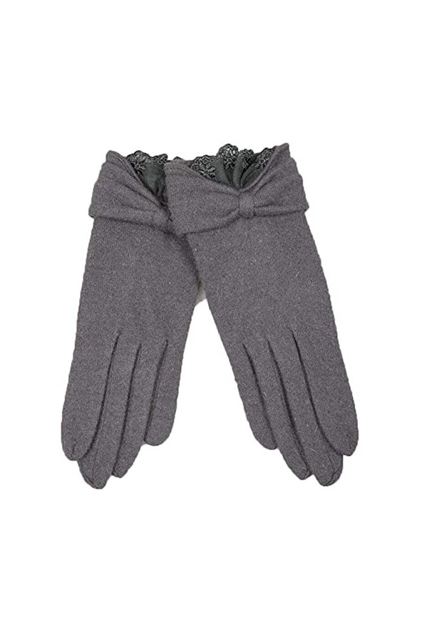 GHCXY Moufles unisexes pour femme - En dentelle - Chaudes - Simple - Style glamour - Couleur unie - Coupe-vent - Gris - Taill