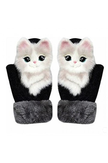 ZTJ Moufles danimaux tricotés à la Main 3D Fluffy Cartoon Animal Thermal Moufles Full Fingers Thickening Soft Winter Warm Mi