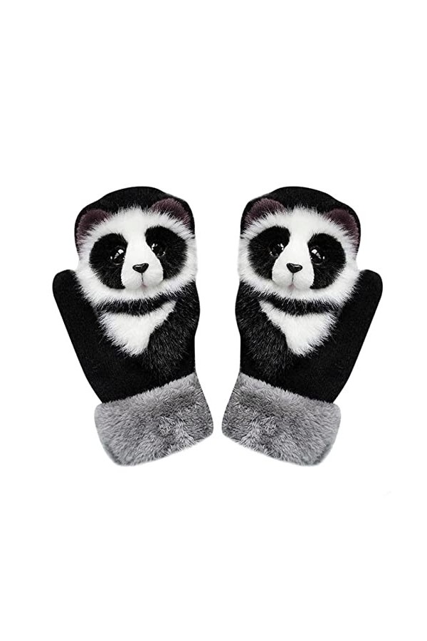 ZTJ Moufles danimaux tricotés à la Main 3D Fluffy Cartoon Animal Thermal Moufles Full Fingers Thickening Soft Winter Warm Mi