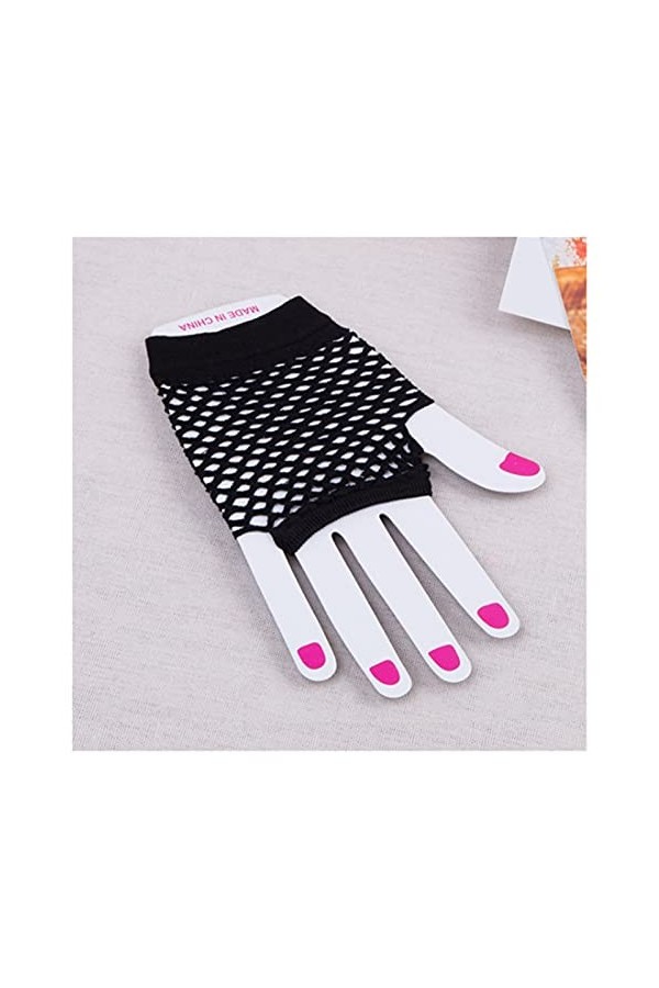 Saturey Gants de Protection Solaire dété Femmes Gants de Filet de pêche Creux Noir Punk Goth Dames Longs Gants Costume sans 