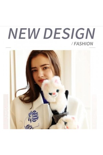 NOTRYA Mitaines danimaux Mignons, Gants Chauds dhiver pour Femmes, Gants tricotés en Peluche danimaux, Gants en Peluche à 