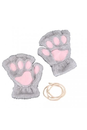 SHUIZONG Gants dhiver pour femmes, gants de chat pour filles, gants en peluche à griffe de chat, gants en peluche chauds et 