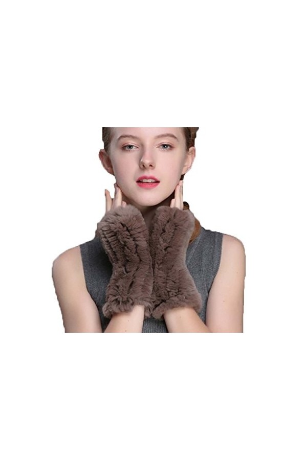 Haute Elasticité Femme Sans Doigts Gants En Veritable Fourrure de Lapin Rex Multicolore 6 