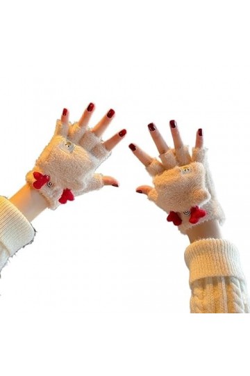 BLAIS Gants demi-doigts à rabat pour femme en hiver, gants en velours épais pour écran tactile résistant au froid, a, taille 