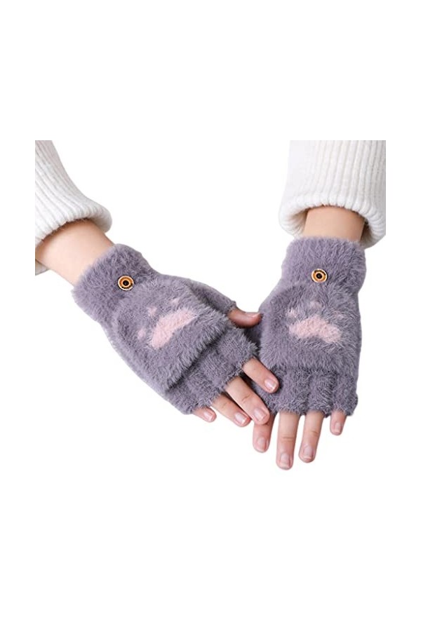 SHUIZONG Gants dhiver pour téléphone portable avec impression griffe de chat, gants tricotés pour écran tactile, gants dhiv
