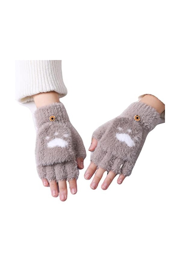 SHUIZONG Gants dhiver pour téléphone portable avec impression griffe de chat, gants tricotés pour écran tactile, gants dhiv