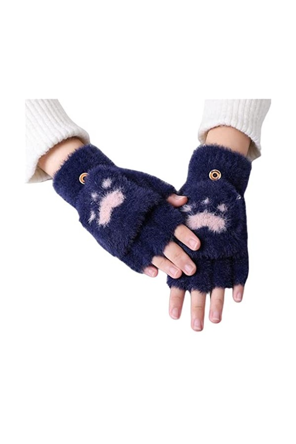 SHUIZONG Gants dhiver pour téléphone portable avec impression griffe de chat, gants tricotés pour écran tactile, gants dhiv